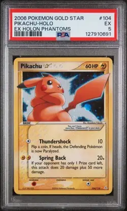 Pokemon Pikachu Gold Star 104/110 Holon Phantoms PSA 5 2006 - Image 1