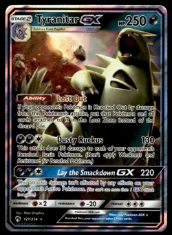Pokemon TCG SM - Lost Thunder #121/214 Tyranitar GX Holo LP - Image 1