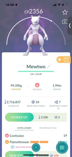 Pokemon Go Legendary Mewtwo ( Normal ) - Image 1