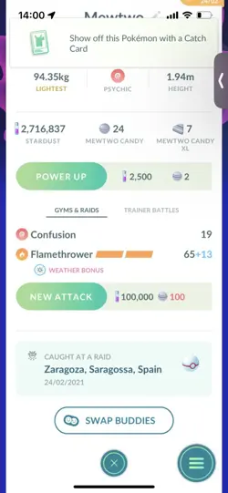 Pokemon Go Legendary Mewtwo ( Normal ) - Image 2
