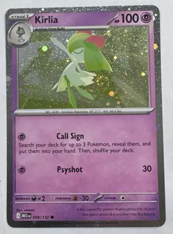 Pokemon Kirlia Cosmo Holo With Perfect “FART” Swirl 🌀 059/132 Promo TCG MEG - Image 1