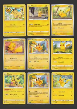 Pikachu Fans Pokemon Card Collection Set of 9 Pikachu English Cards NM - Image 1
