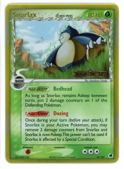 Snorlax Reverse Holo 10/101 EX Dragon Frontiers Holo Shift Error Pokemon Card - Image 1