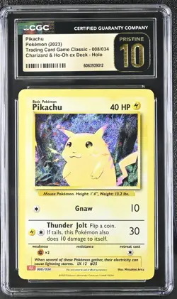 CGC PRISTINE 10 Pokemon TCG Pikachu Holo Card 008/034 Charizard & Ho-Oh psa - Image 1