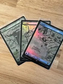 3x Land Cards Lord of the Rings MTG Magic Island, Swamp, Forest 0275, 0276, 0280 - Image 1