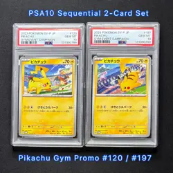 PSA10 Pikachu Gym Promo Sequential 2-Card Set 197/SV-P & 120/SV-P JP GEM MINT - Image 1