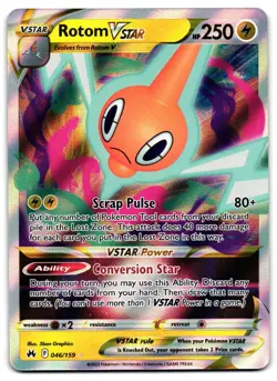 Rotom VSTAR 046/159 - Crown Zenith Rare VSTAR Pokemon TCG Holo - NM Card - Image 1