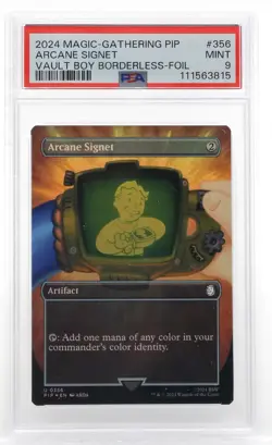 MTG Fallout Arcane Signet Borderless Foil PIP Vault Boy #356 PSA 9 MINT - Image 1