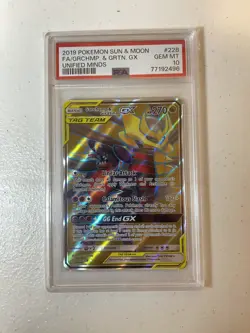 PSA 10 GEM-MINT Garchomp & Giratina GX Tag Team Pokemon 2019 Unified Minds #228 - Image 1