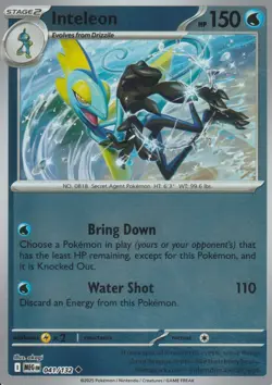 POKEMON - INTELEON - 041/132 - MEGA EVOLUTION - REVERSE HOLO - Image 1