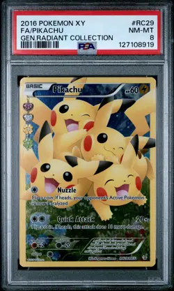 2016 POKEMON XY GENERATIONS RADIANT COLL #RC29 FULL ART/PIKACHU PSA 8 - Image 1
