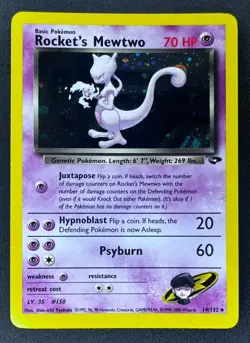 Rocket's Mewtwo 14/132 Gym Challenge Unlimited Holo Vintage Pokemon TCG - M3 - Image 1