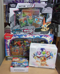 POKEMON PRISMATIC ETB + LUCARIO & VICTINI BOXES + SURGING BUNDLE BOXES - Image 1