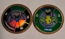 Vtg Lot Of 2 1999 Hasbro Pokemon Gold Battle Coins, Game - Image 1