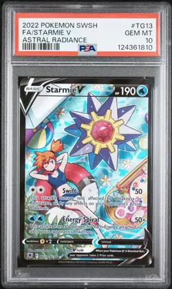 2022 POKEMON SWORD & SHIELD ASTRAL RADIANCE #TG13 FULL ART/STARMIE V PSA 10 - Image 1