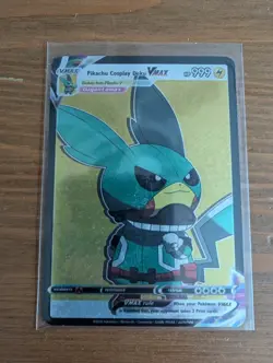 Pokemon Pikachu Cosplay TCG MHA Deku My Hero Textured Foil Fan Art Card - Image 1