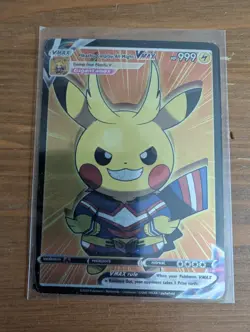 Pokemon Pikachu Cosplay TCG MHA Might My Hero Textured Foil Fan Art Card - Image 1