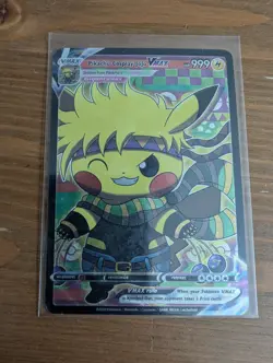 Pokemon Pikachu Cosplay TCG Jojo Bizarre Textured Foil Fan Art Card - Image 1