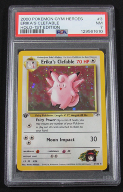 2000 Pokemon Gym Heroes ERIKA's CLEFABLE HOLO 1st Edition 3/132 PSA 7 NM - Image 1