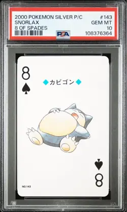 2000 POKEMON SILVER VERSION PLAYING CARDS 8 OF SPADES #143 SNORLAX PSA 10 - Image 1