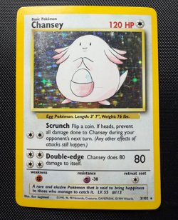 Pokemon Chansey 3/102 Holo Rare Base Set WOTC 1999 MP - Image 1