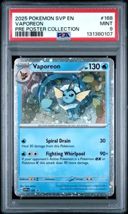 Vaporeon SVP 168 Cosmos Holo Promo Pokemon Prismatic Evolutions Promo PSA 9 MINT - Image 1