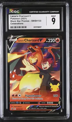 CGC 9 Lance’s Charizard V SWSH133 Black Star Promo Celebrations Pokemon - Image 1