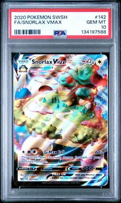 2020 Pokemon Sword Shield Full Art Snorlax VMAX #142 PSA 10 - Image 1