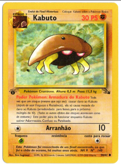 Kabuto 1st Edition 50/62 Portuguese Fossil Set Pokemon Card - Image 1