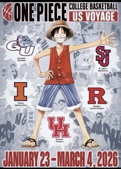 One Piece Monkey.D.Luffy College Basketball US Voyage Promo Card Sealed Rutgers - Image 1