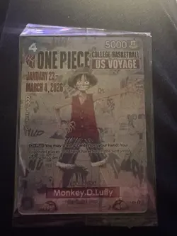 One Piece Monkey.D.Luffy College Basketball US Voyage Promo Card Sealed Rutgers - Image 2