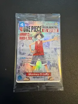 One Piece Monkey.D.Luffy US College Basketball Promo Card 1/23 IN HAND - Image 1