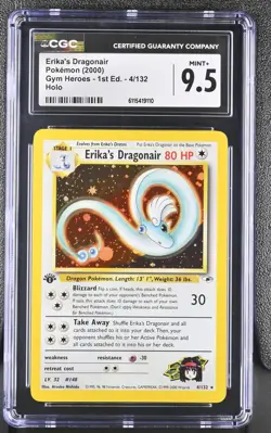 CGC 9.5 MINT+ Erika's Dragonair Gym Heroes 1st Edition 4/132 Holo Pokemon Card - Image 1