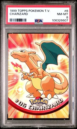 PSA 8 1999 TOPPS POKEMON TV CHARIZARD #6 Black Logo Pokemon - Image 1
