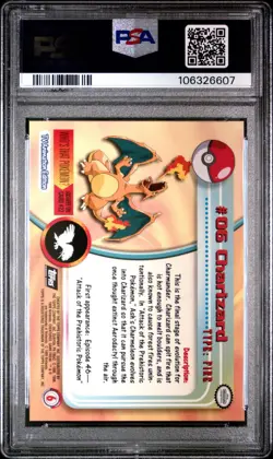 PSA 8 1999 TOPPS POKEMON TV CHARIZARD #6 Black Logo Pokemon - Image 2