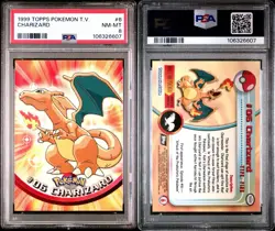 PSA 8 1999 TOPPS POKEMON TV CHARIZARD #6 Black Logo Pokemon - Image 3