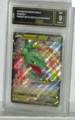 2021 POKEMON SWORD & SHIELD RAYQUAZA V #SWSHI47 BATTLE DECK BLACK STAR PROMO - Image 3