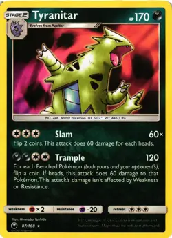 Pokemon TCG Tyranitar 87/168 Sun & Moon Celestial Storm Rare Holo NM - Image 1
