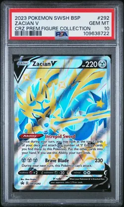 2023 POKEMON SWSH BLACK STAR PROMO CROWN ZENITH PREM FIGURE COLL ZACIAN V PSA 10 - Image 1