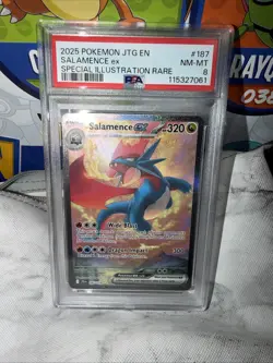 Pokemon TCG Journey Together Salamence EX 187 Illustration Rare PSA 8 Nintendo - Image 1