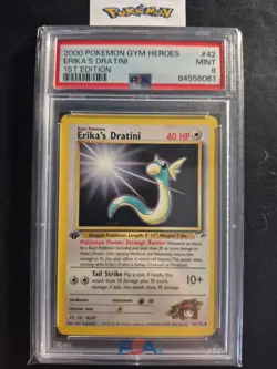 First Edition 2000 Pokemon Gym Heroes 42/132 Erika's Dratini PSA Mint 9 - Image 1
