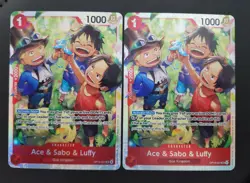 2x Ace & Sabo & Luffy SR OP13-007 Super Rare Foil Carrying on His Will English - Image 1