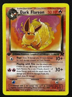 Pokemon Card Dark Flareon 35/82 1st Edition Team Rocket WOTC NM - Image 1