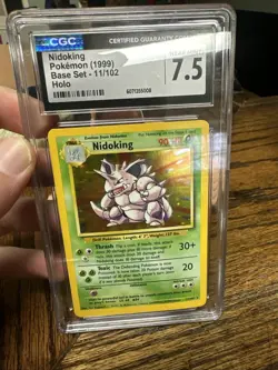 1999 Holo Rare Nidoking 11/102 Base Set Pokemon TCG Card Graded CGC 7.5 NM+ - Image 1