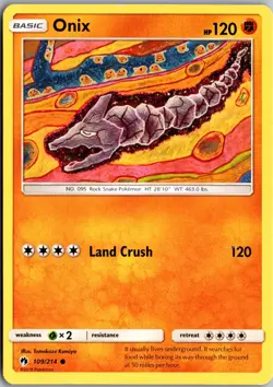 Onix Common SM - Lost Thunder 109/214 LP Pokemon Card - Image 1