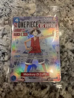 One Piece Monkey.D.Luffy College Basketball US Voyage Promo Card Sealed Rutgers - Image 1