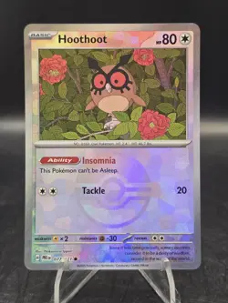 Pokemon TCG Hoothoot (Poke Ball Pattern) 077/131 Prismatic Evolutions Holo NM - Image 1