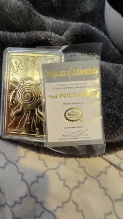 RARE 1999 Pokemon Poliwhirl #61 23K Gold Plated Limited Edition w/ COA &Pokeball - Image 2