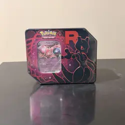 Team Rocket's Mewtwo ex Pokemon TCG Tin - Factory Sealed - Image 1