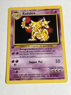 SPANISH Kadabra -1st Edition Edicion- 32/102 Base Set Pokemon - NM - Image 1